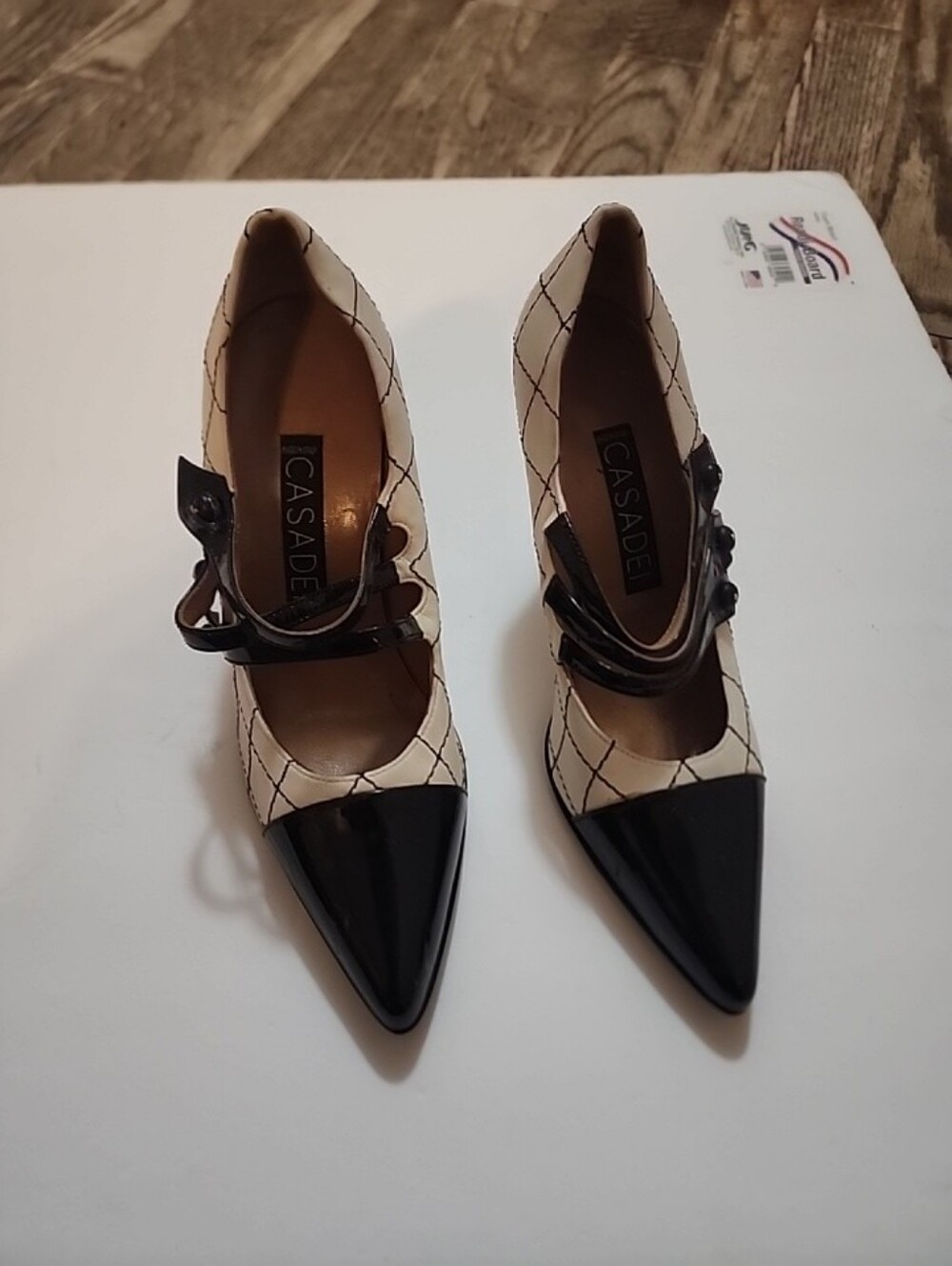 Vintage 1980s Casedei Black/White Pumps Size 4 1/2 -5 N/M Leather NWT 3 1/2 " HH